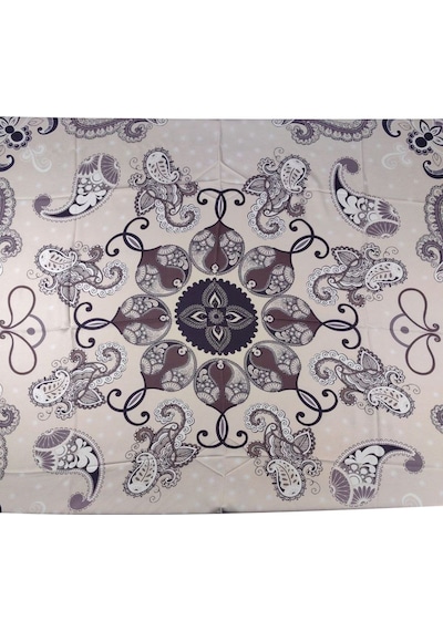 Mim Eşarp Mısırlı Eşarpları Mısırlı Eşarp Alize Krep Etnik Desenli Eşarp 140x140 Cm Açık Krem - Kahve