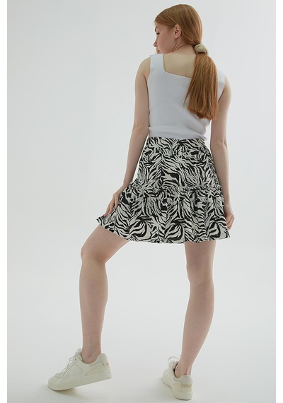 Fashion Friends 24y0502k1 Kadın Desenli Şort Etek 24Y0502K1-R0462 Ekru