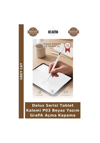 Delux Serisi Tablet Kalemi P03 Beyaz Yazım Grafik Açma Kapama