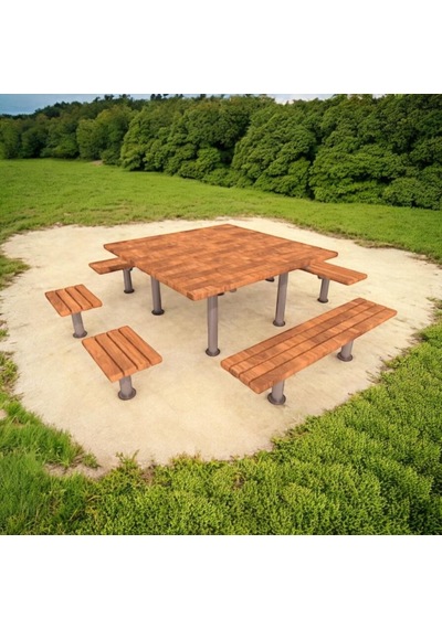 Piknik Masası Ahşap 180cm, 4 Tarafı Oturmalı-600
