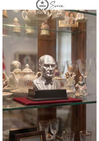 Atatürk Mustafa Kemal Atatürk Büstü 3d Baskı Dekorasyon Biblo Gümüş Gri Premium Tasarım Şık Obje Ev
