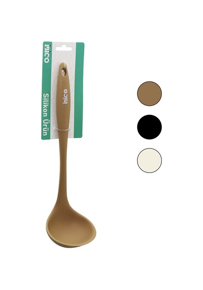 İbico İ22-038 Büyük Renkli Silikon Servis Kepçe 28cm Silikon Saplı