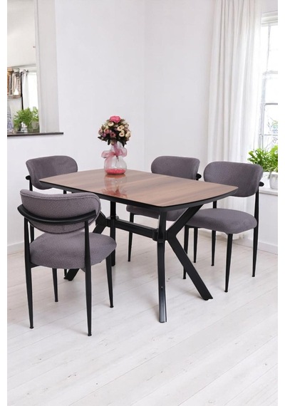 Venedik Polo Mdf Lak Panel Açılır Mutfak Masa Sandalye Takımı 80 130cm Ceviz