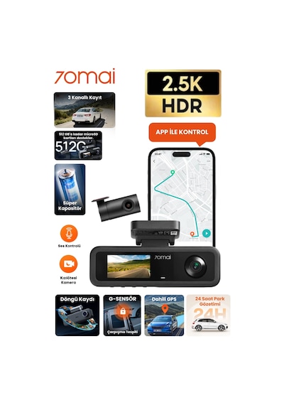70mai T400 Ön Kamera +iç Kamera + Rc21 Arka Kamera
