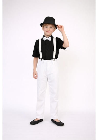 Dıgıl Kids Erkek Çocuk Takım Askı Papyon Gömlek Pantalon Siyah