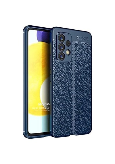 Galaxy A73 5g İçin Kılıf Deri Dokulu Silikon Lacivert Galaxy A73 5g İle Uyumlu Kılıf - Lacivert 50 x 22