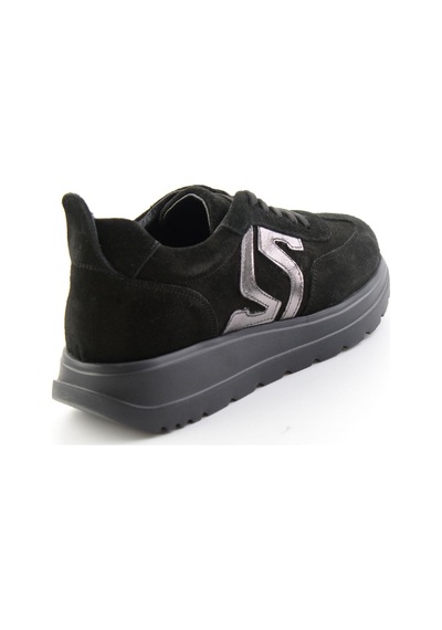 Bambi Siyah Süet Hakiki Deri Kadın Sneaker K01753050902