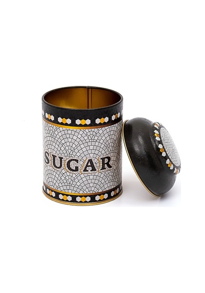 Mosaic Sugar Desenli Yuvarlak Metal Kutu, 9 X 11 Cm, 0.6 Lt
