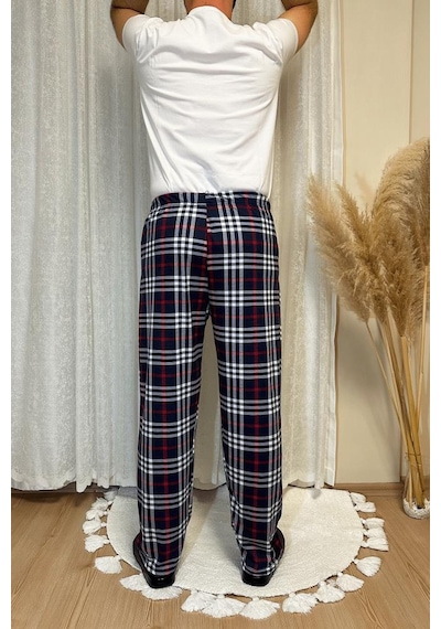 Erkek Desenli Cepli Lastikli Bel Pijama Altı Koyu Laci Koyu Lacivert
