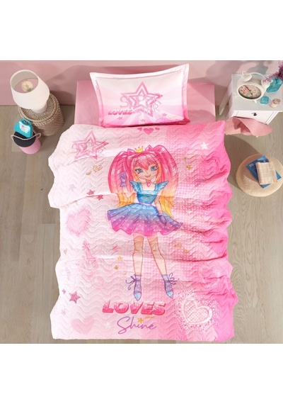 Clasy Ranforce %100 Pamuk Tek Kişilik Dört Mevsim Set Shine Pembe