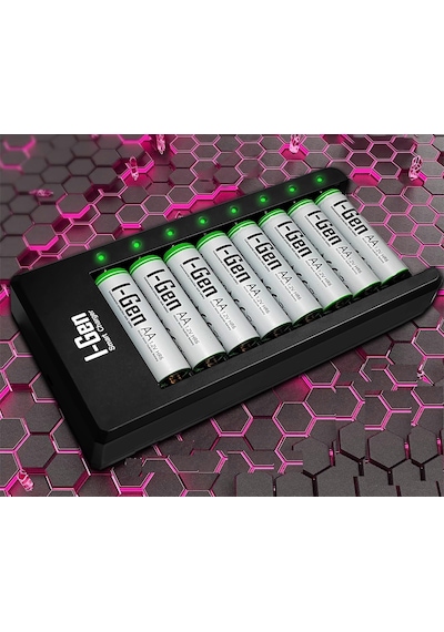 G827 8'li Pil Şarj Aleti + 8 Adet Aa 2700 Mah Şarj Edilebilir Aa Şarjlı Kalem Pilli Set 1.2v Ni-mh