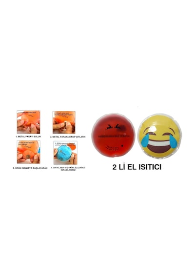 Gülen Emoji Kırmızı Ceylan Cep Sobası,el Isıtıcı,2 Adet Sıcak Su