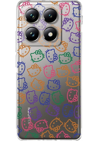 Xiaomi Mi 14t İle Uyumlu Hello Kitty Baskılı Tasarım Kamera Korumalı Şeffaf Silikon Kılıf Şeffaf