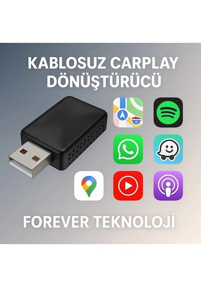Kablosuz Carplay & Android Auto Adaptörü - Apple Ve Android Cihazlar İçin Evrensel Wireless Carplay Çevirici