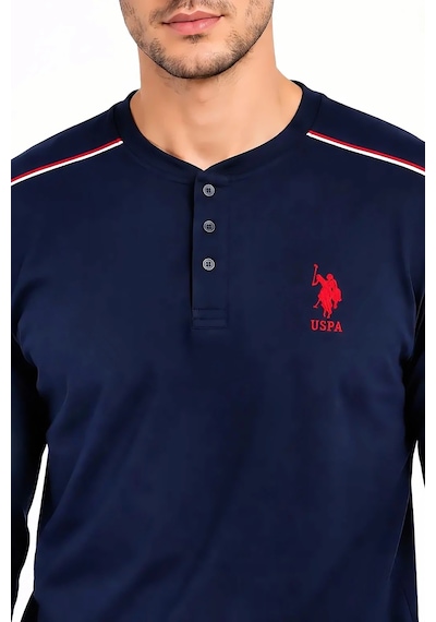 U.S. Polo Assn. %100 Pamuk Uzun Kollu Pijama Takımı Lacivert