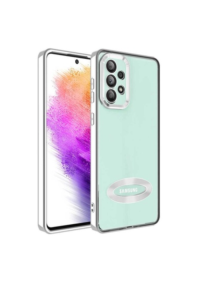 Galaxy Uyumlu A53 5g Kılıf Kamera Korumalı Logo Gösteren Zore Omega Kapak Gümüş