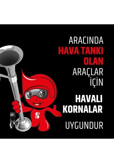 Seger-82mh Marin Havalı Korna 12v, Krom Borulu