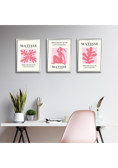 Henri Matisse 3'lü Alüminyum Çerçeveli Poster Seti - Önden Açılır A3 Açılır Kapanır Çerçeve Seti, Gümüş
