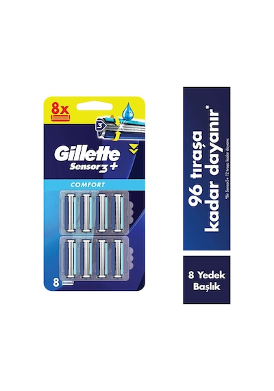 Gillette Sensor3+ Comfort 8'li Yedek Bıçak Başlığı