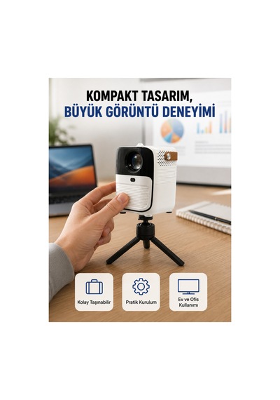 Astraltech Android Sistemli Mini Projektör Uygulama Destekli Akıllı Kullanım Yeni Nesil