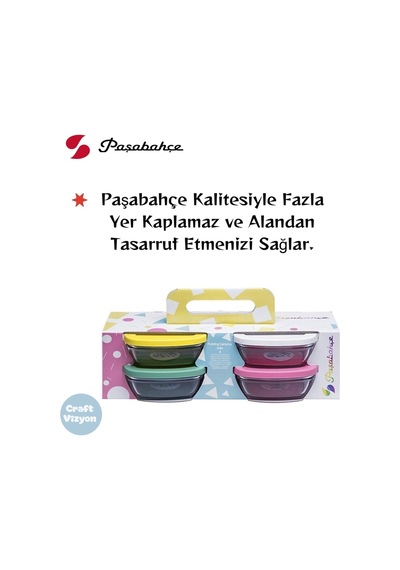 Pudding Silikon Kapaklı Cam Saklama Kabı 4'lü Kahvaltılık