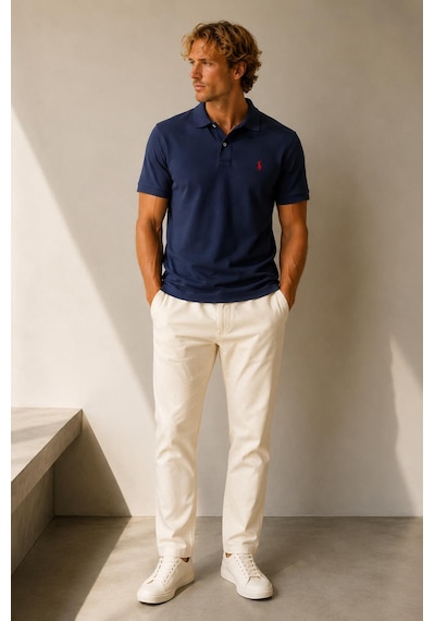 Alexandergardi Polo Yaka Düğme Detaylı T-shirt Lacivert - Kırmızı