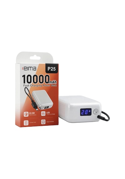 Eıma P25 10000 Mah Powerbank 22.5w Hızlı Şarj, Led Göstergeli Beyaz
