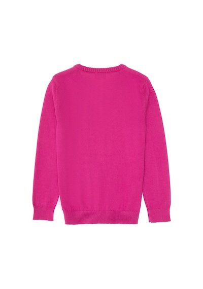 U.S. Polo Assn. Kız Çocuk Fuşya V Yaka Basic Kazak 50316777-VR023