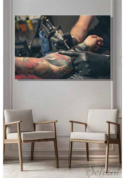 Kanvas Duvar Tablosu Yatay Güzellik Stüdyo Tattoo Dövme Body Art Dövmeci Vücut Boyama Çok Renkli