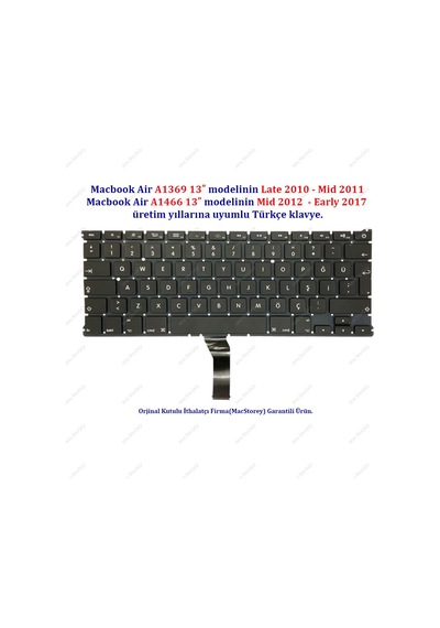 Apple Uyumlu MacBook Air 13Inch A1369 A1466 Klavye Tuş Takımı Tr Türkçe A1369 A1466