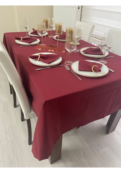 Sıvı Geçirmez Dertsiz Masa Örtüsü Bordo 25 Parça