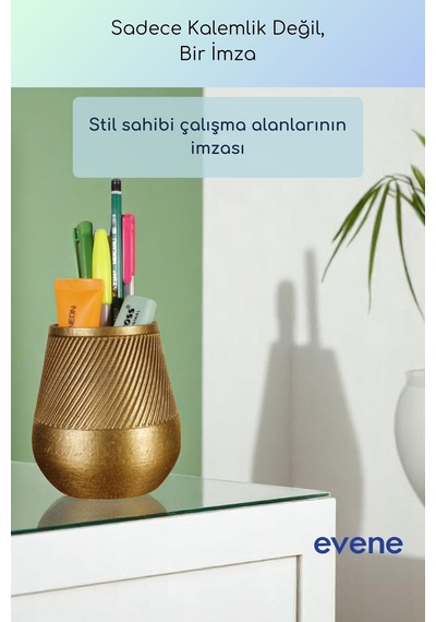 Kalemlik Masa Kalemliği Organizer Kalemlik Altın Renk Model 89 Çok Renkli