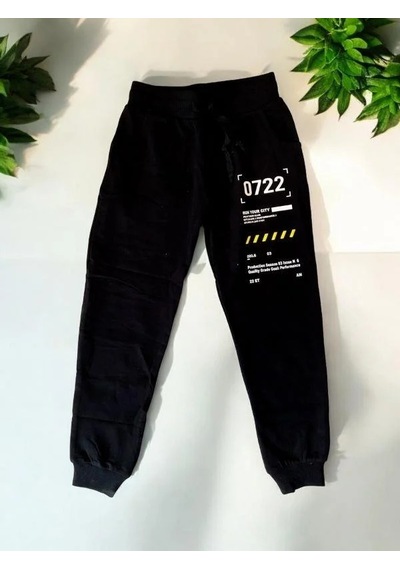 Zekids Erkek Çocuk Run Your City Yazılı Eşofman Alt-14208 Siyah