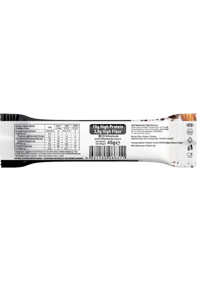 Fellas Yüksek Protein Bar - Bademli Ve Kakaolu 45g 3 Adet