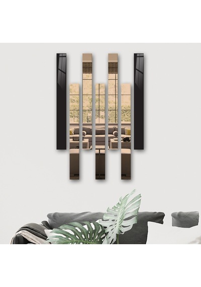 Decorita Dekor Camı | Düz Renk Siyah Cam ve Bronz Ayna 7'li Takım