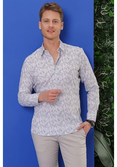 Efor G 1540 Slim Fit Beyaz Klasik Gömlek Beyaz