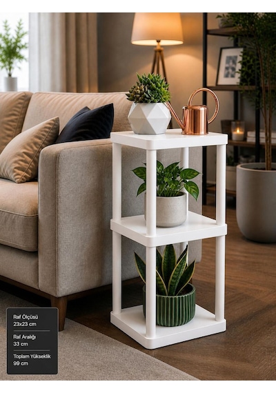 Sakura 3 Katlı Çiçeklik Saksılık Beyaz