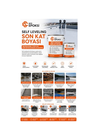 Epoksi Self Leveling Zemin Kaplama 20 Kg (17+3 Kg) Kendiliğinden Yayılan Epoksi Zemin Boyası Son Kat -