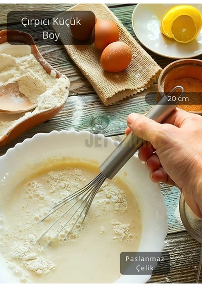 Çelik Çırpıcı Küçük Boy Yumurta Çırpıcı Kek Çırpıcı Çorba Çırpıcısı 20 Cm Metalik Gri