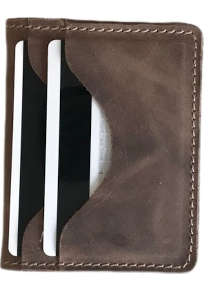 Vizon Rengi Crazyhorse Gerçek Deri Kartlık Cüzdan
