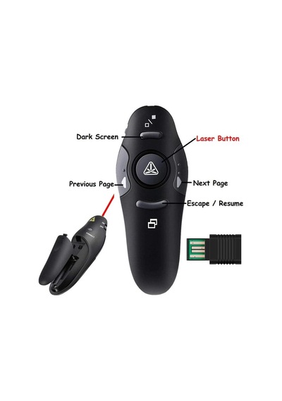 Apera An-77 Powerpoint Kablosuz Sunum Kumandası Işıklı Çok Renkli