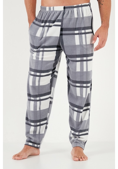 Buratti Ekoseli Regular Fit Düğmeli Bisiklet Yaka Kışlık Polar Erkek Pijama Takımı 60961008 Siyah