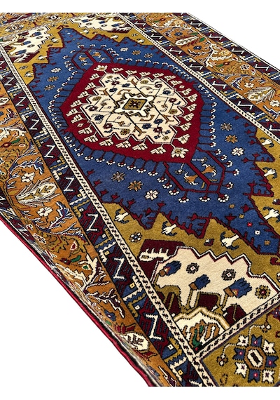 El Dokuma Sıfır Büyük Yahyalı Halısı 130x240 Lacivert Krem Halı Lacivert