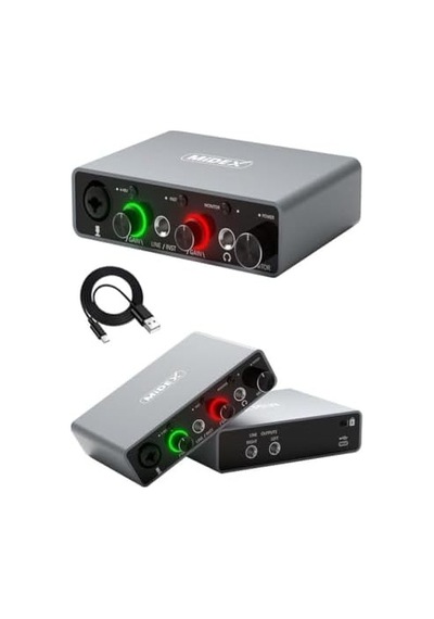 Glx-700gr Üst Segment Usb Stüdyo Ses Kartı 2 Giriş 2 Çıkış 24bit/192khz