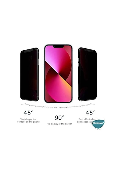 Apple İphone 13 Privacy 5d Gizlilik Filtreli Cam Ekran Koruyucu Siyah