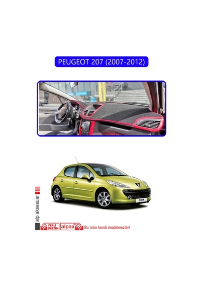 Peugeot 207 2007-2012 Torpido Koruma Halısı Mavi Kenar