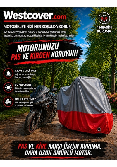 Honda Forza 250 Gri-kırmızı Parç. Motosiklet Branda Su-toz Geçirmez Motor Örtü