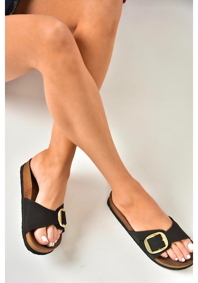 Fox Shoes P777507202 Siyah Süet Günlük Kadın Terlik Siyah-süet Çok Renkli