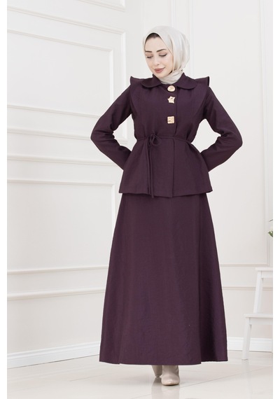Royal Etekli İkili Bella Takım-mürdüm-5684 Mürdüm