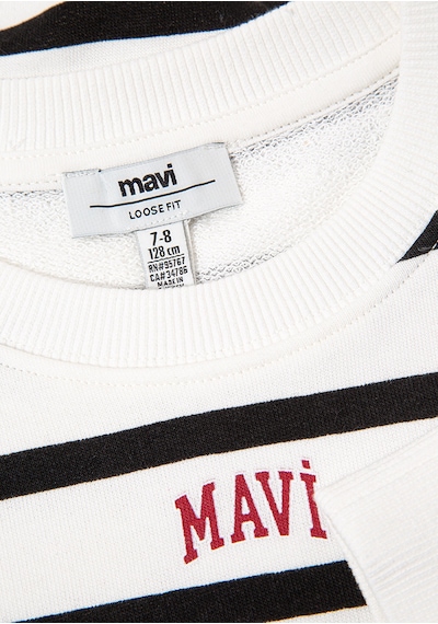 Mavi - Mavi Logo Baskılı Siyah Çizgili Sweatshirt 7s10038-900 Siyah Mavi - Mavi Logo Baskılı Siyah Çizgili Sweatshirt 7s10038-900 Siyah